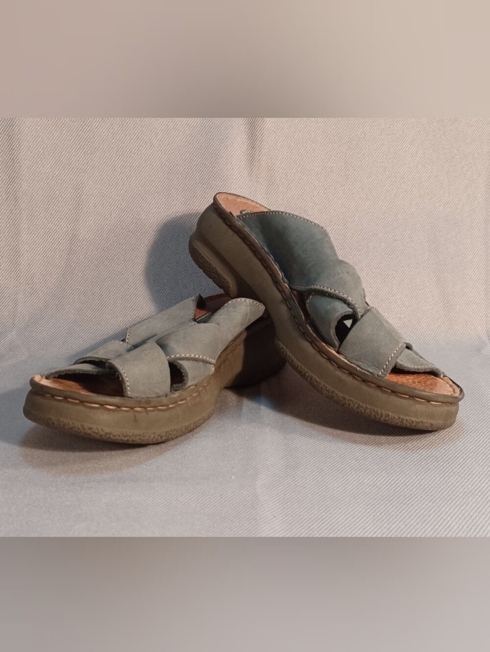 G.H. Bass & Co Blue-Grey Wedge Comfort Sandals, US 7.5